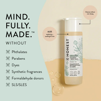 The  Company Sensitive 2-In-1 Shampoo and Body Wash, Fragrance Free, 10 Fl Oz